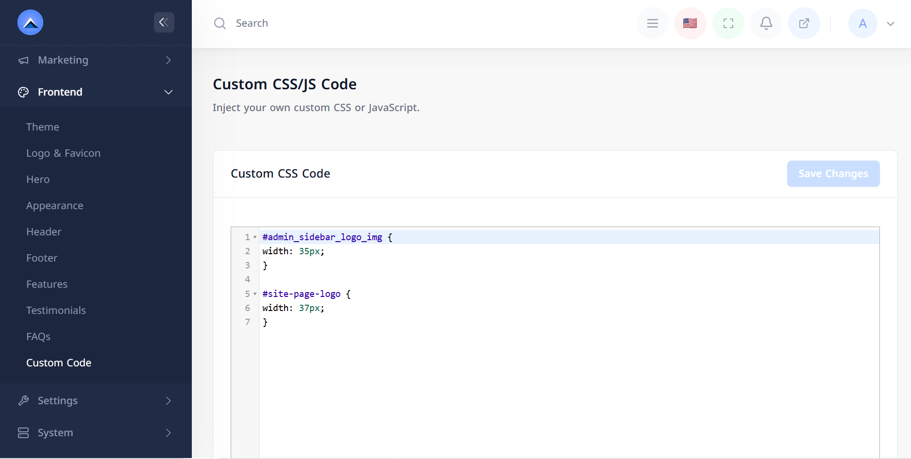 Custom code